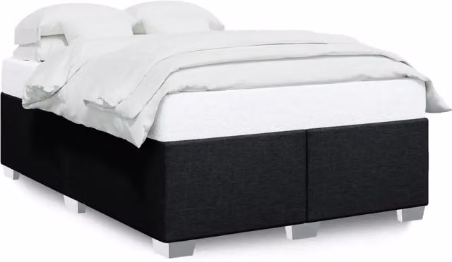 Letto matrimoniale | Letto per adulti | Giroletto senza Materasso Nero 140x200 cm in Tessuto