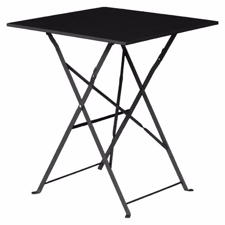 Tavolo da giardino pieghevole quadrato Bolero in acciaio nero, 60 cm