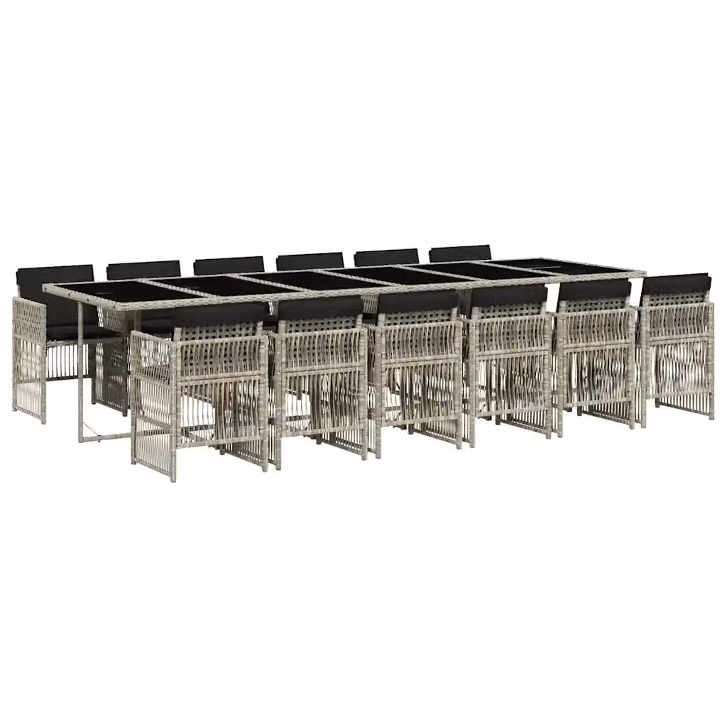 Set da pranzo da giardino vidaXL in polyrattan con tavolo in vetro e cuscini, 13 pezzi, antracite – 2
