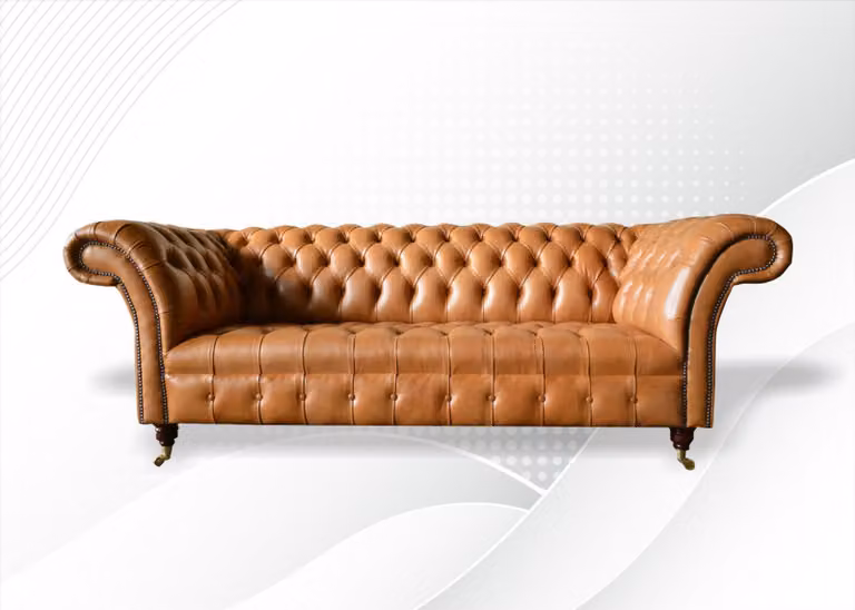 Chesterfield Design Luxus Polster Sofa Couch Sitz Garnitur Leder Textil 225cm