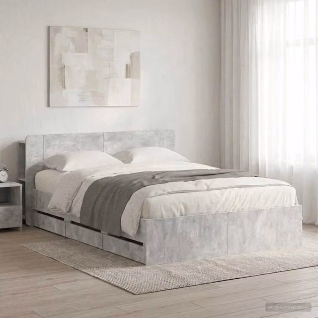 Struttura del letto con stoccaggio e testata Grigio Cemento 3433968