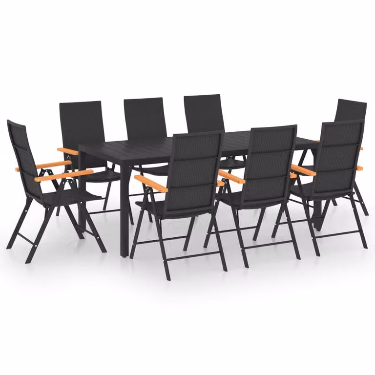 Set da Pranzo da Giardino 9 pz Nero e Marrone