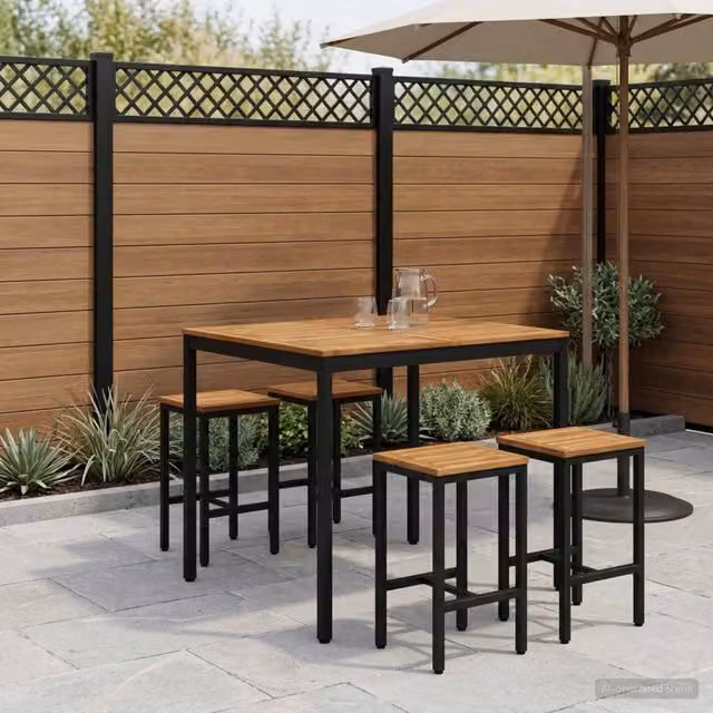 Tavolo Bar da Giardino NAARDEN Naturale e Nero 901343