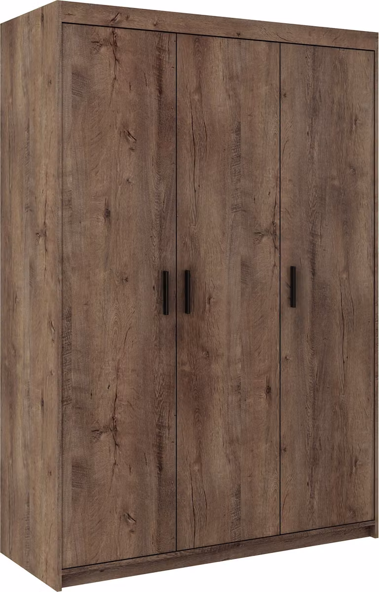 Masseno Armadio a porte battenti ELENORA 133 cm Armadio da camera da letto a 3 ante Marrone