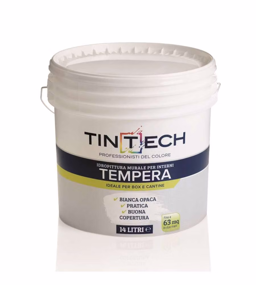 Tintech Idropittura Tempera per Cantine e Garage - Bianco Opaco 14 l
