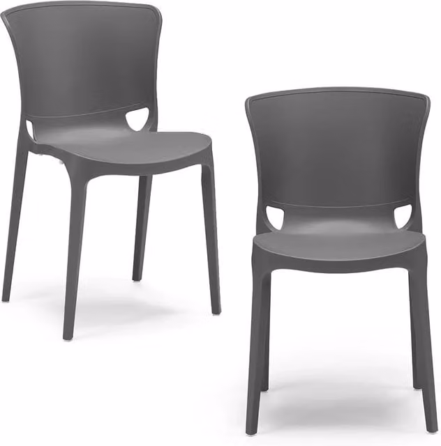 Set di 2 sedie JUMBO Redokasa in polipropilene impilabili e resistenti ai raggi UV, design moderno, colore Grigio – 1