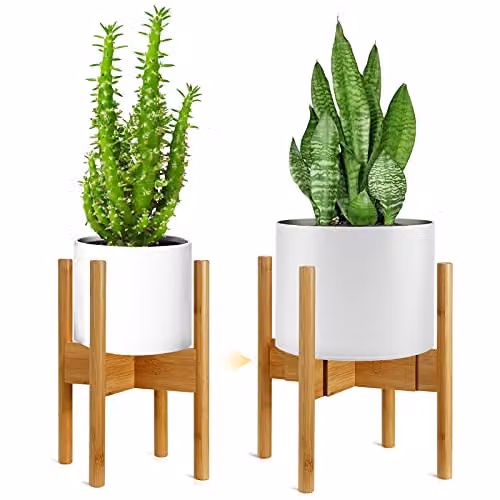 Gunolye Supporto per piante in bambù regolabile, supporto espandibile per piante, moderno supporto per vasi da fiori per interni ed esterni, adatto per vasi da 20-30 cm (piante e vaso non incluso)