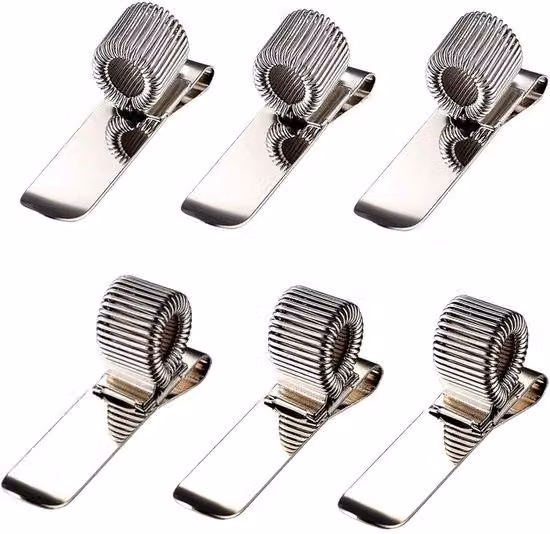 Portapenne metallici con clip, 3 pezzi in orizzontale e 3 pezzi in verticale, clip metalliche color argento per la casa, l'ufficio, medici e personale sanitario