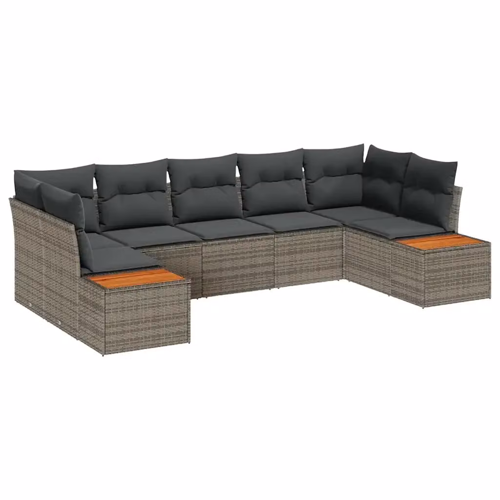 Set Divano da Giardino vidaXL a L con Cuscini e Tavolino, 7 Posti, Grigio – 2