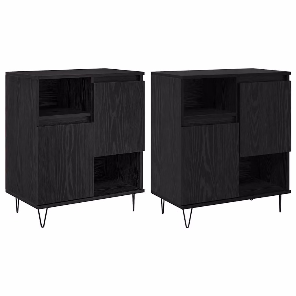 Set di 2 credenze moderne vidaXL in rovere nero, L 60 cm x P 35 cm x H 70 cm – 2