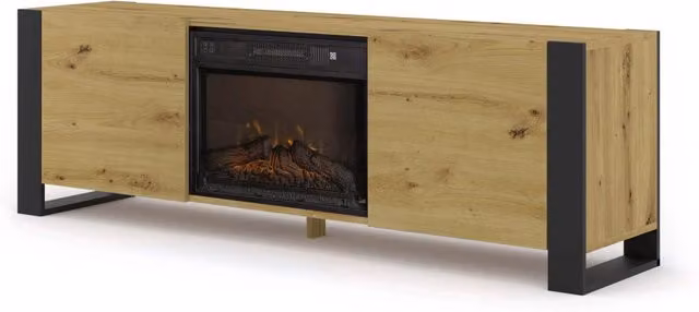 Mobile TV con Camino Artigianale Bim Furniture Moderno Colore Marrone in Legno