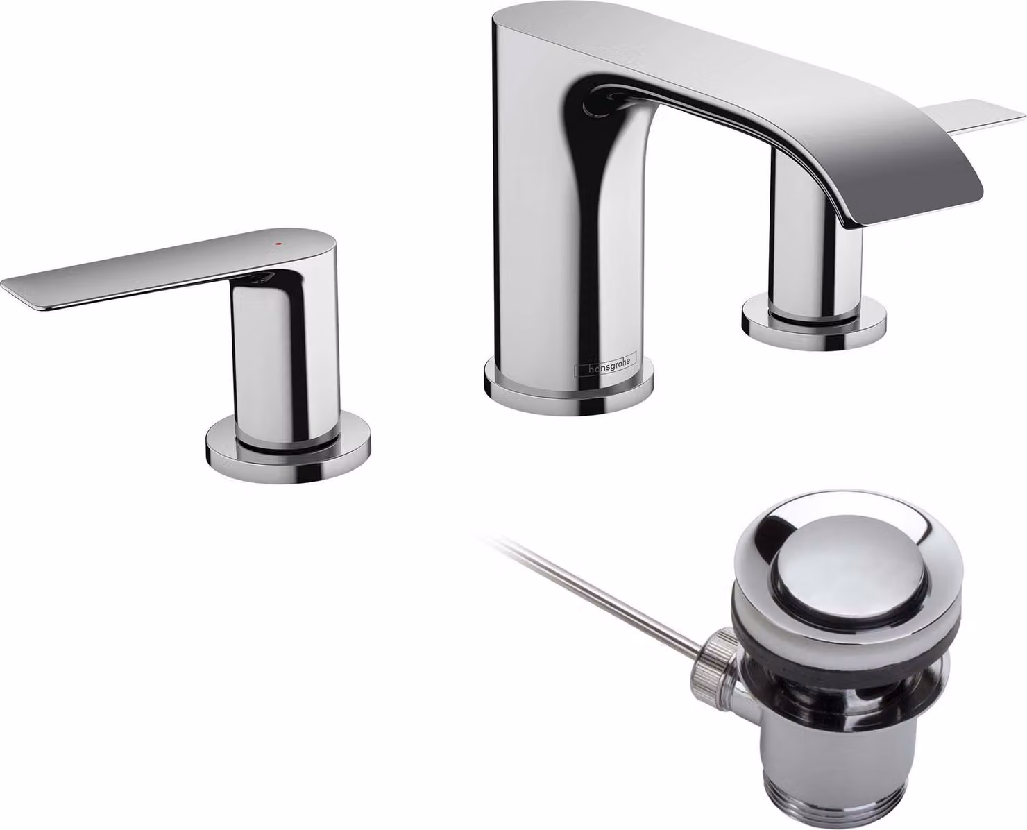 hansgrohe Vivenis robinetterie de lavabo 3 trous 90, avec vidage à tirette, portée 150mm, 75033000, 75033000