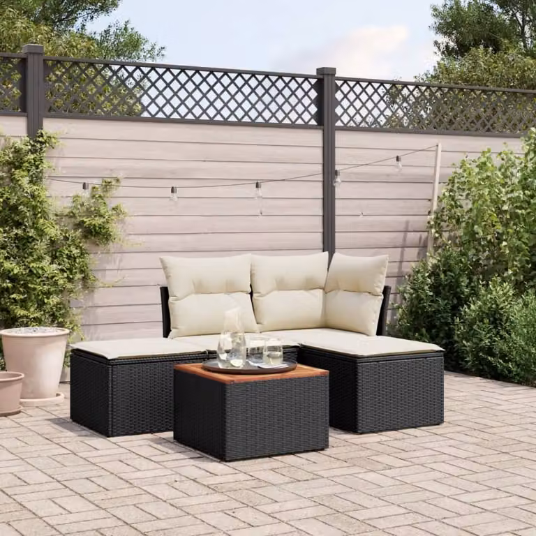 Maison Exclusive - Set Divani da Giardino 5 pz con Cuscini in Polyrattan Nero