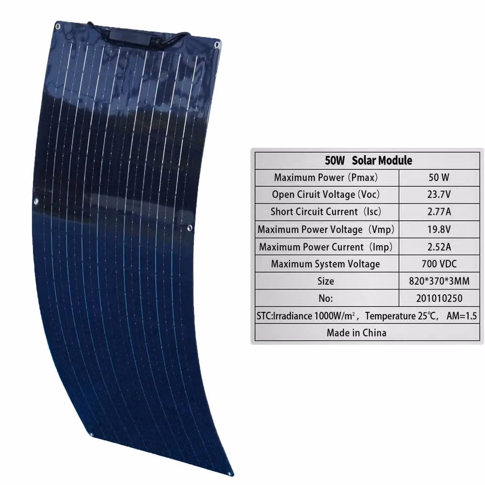 Pannello solare flessibile, opzioni 50W / 100W / 120W, alta efficienza 24%, pannello solare 50W