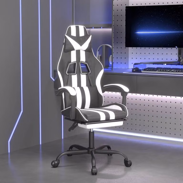 Sedia da Gaming vidaXL in Similpelle Multicolore con Poggiapiedi e Braccioli