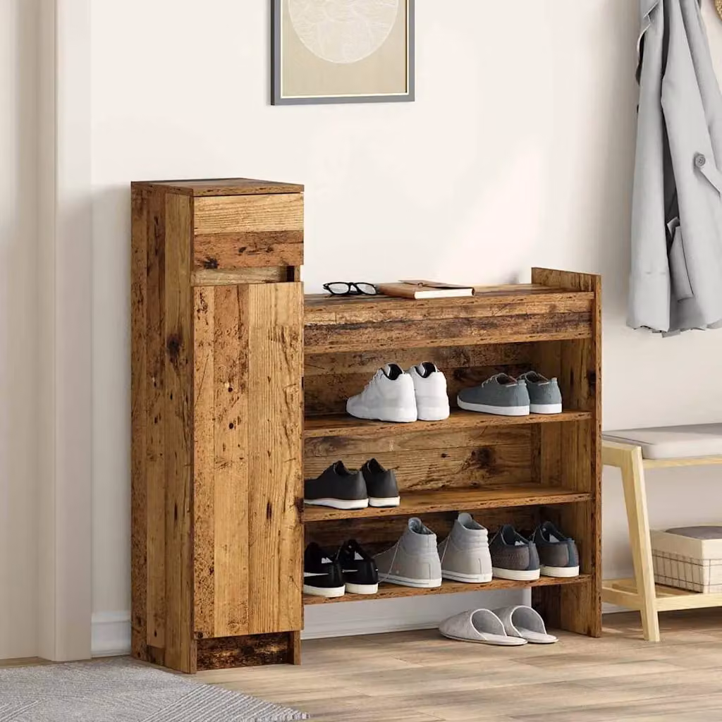 Mobile porta scarpe vidaXL in legno ingegnerizzato marrone L: 100,5 cm, P: 28 cm, H: 100 cm