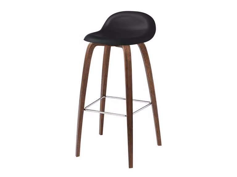Gubi 3D Sgabello Bar - Hirek con Base in Legno