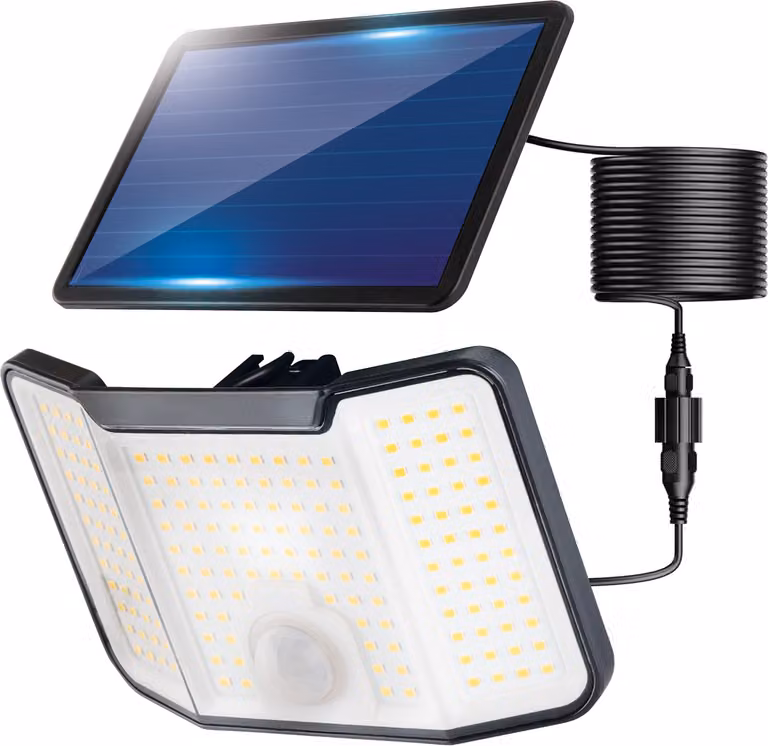 LUMILED lampada solare per esterni Faretto LED con rilevatore di movimento 3 modalità solare IP44 a prova di spruzzi Luce solare di sicurezza da parete 5 m di cavo