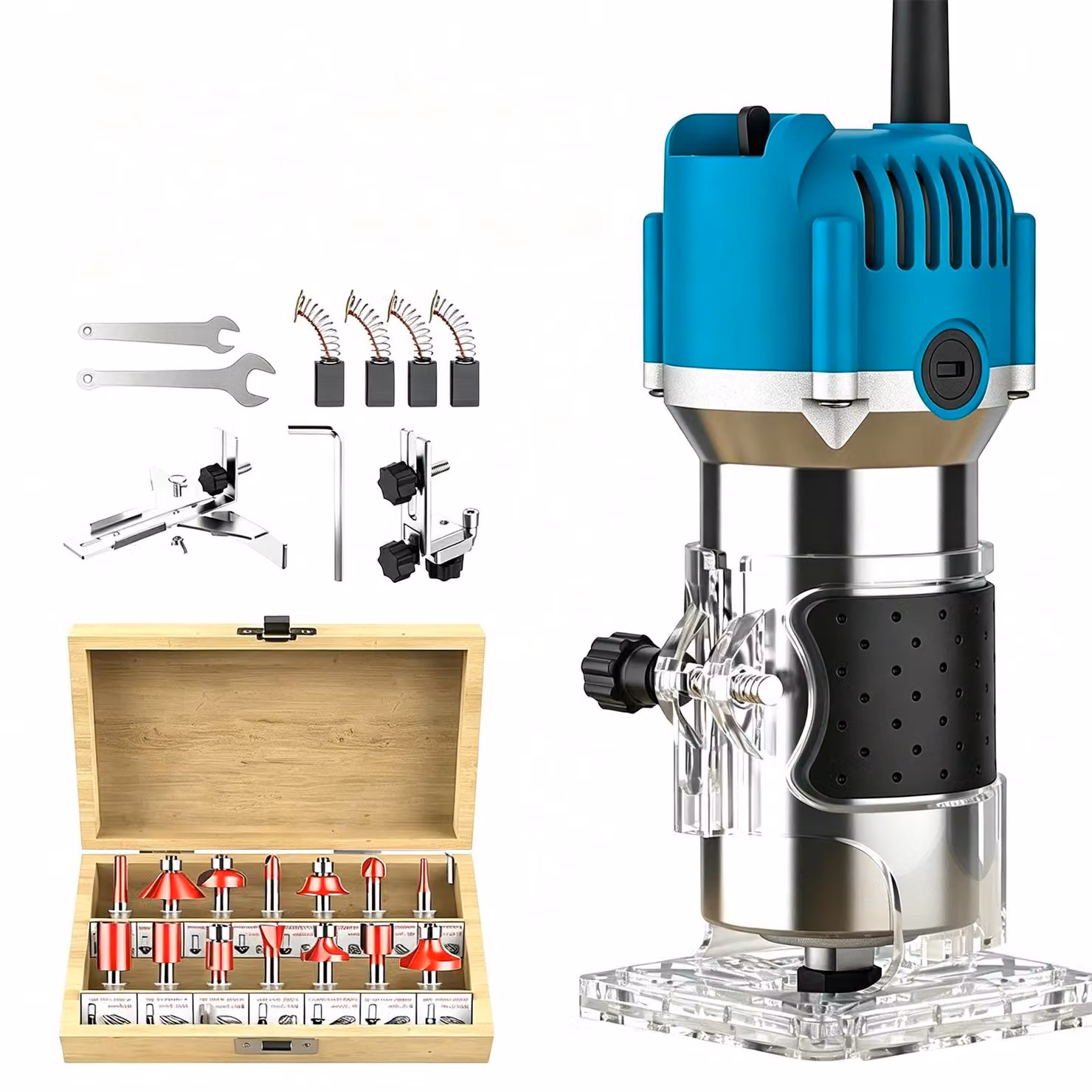Fresatrice a colonna - Fresatrice elettrica per legno - 800 W - 30.000 giri/min - Set di 15 frese - Lavorazione del legno - Fresatura e incisione