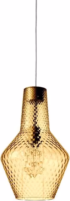 Zafferano Lampada a sospensione, vetro soffiato e metallo, ø 250x3180 mm, 1x E27 da 70 Watt, IP20, struttura grigia, vetro ambra