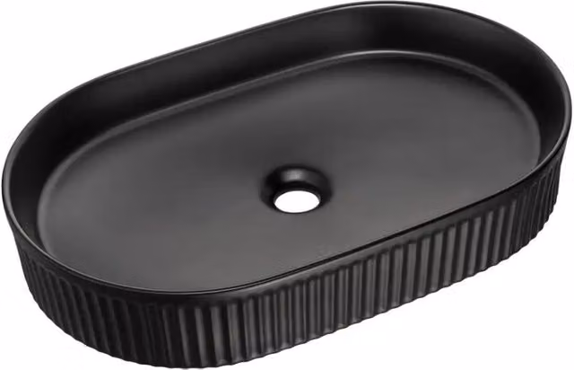 Lavabo ovale da appoggio 56x36 cm in ceramica nera opaca