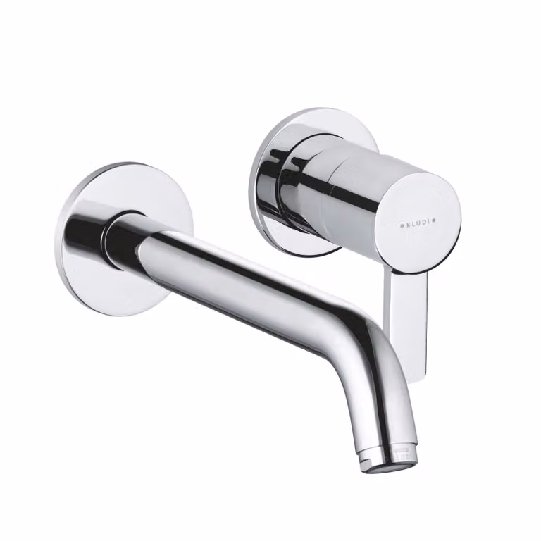 KLUDI ZENTA Mitigeur mural encastré pour lavabo à deux trous, bec déverseur mural 230mm, chrome, 382450575, 382450575