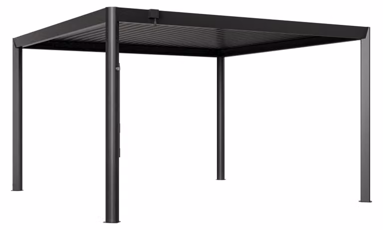 PRIMEYARD Pergola bioclimatica 4x4 m, pali in alluminio ca. 13x13 cm, tetto a lamelle regolabili in alluminio