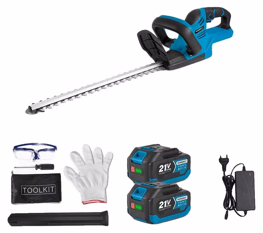 Tagliasiepi a batteria, lama a doppia azione, batterie incluse, 2 set di batterie, spina EU da 100-240V