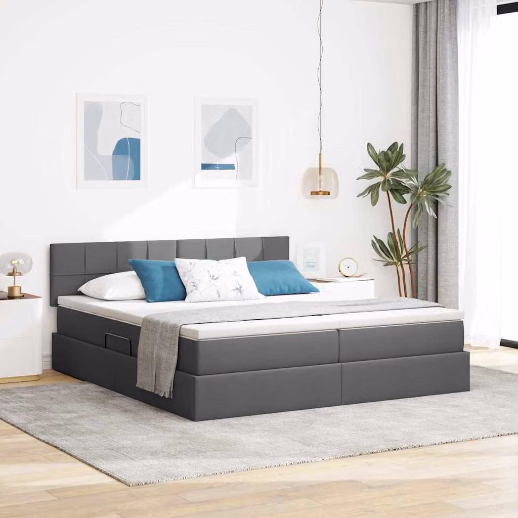 Letto con Contenitore vidaXL in Pelle Sintetica Grigio, L 180 x P 200 cm