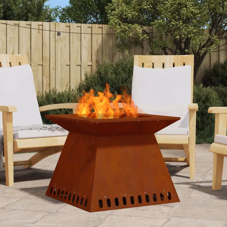 Braciere vidaXL in acciaio Corten color marrone L: 60 cm, P: 60 cm, H: 50 cm