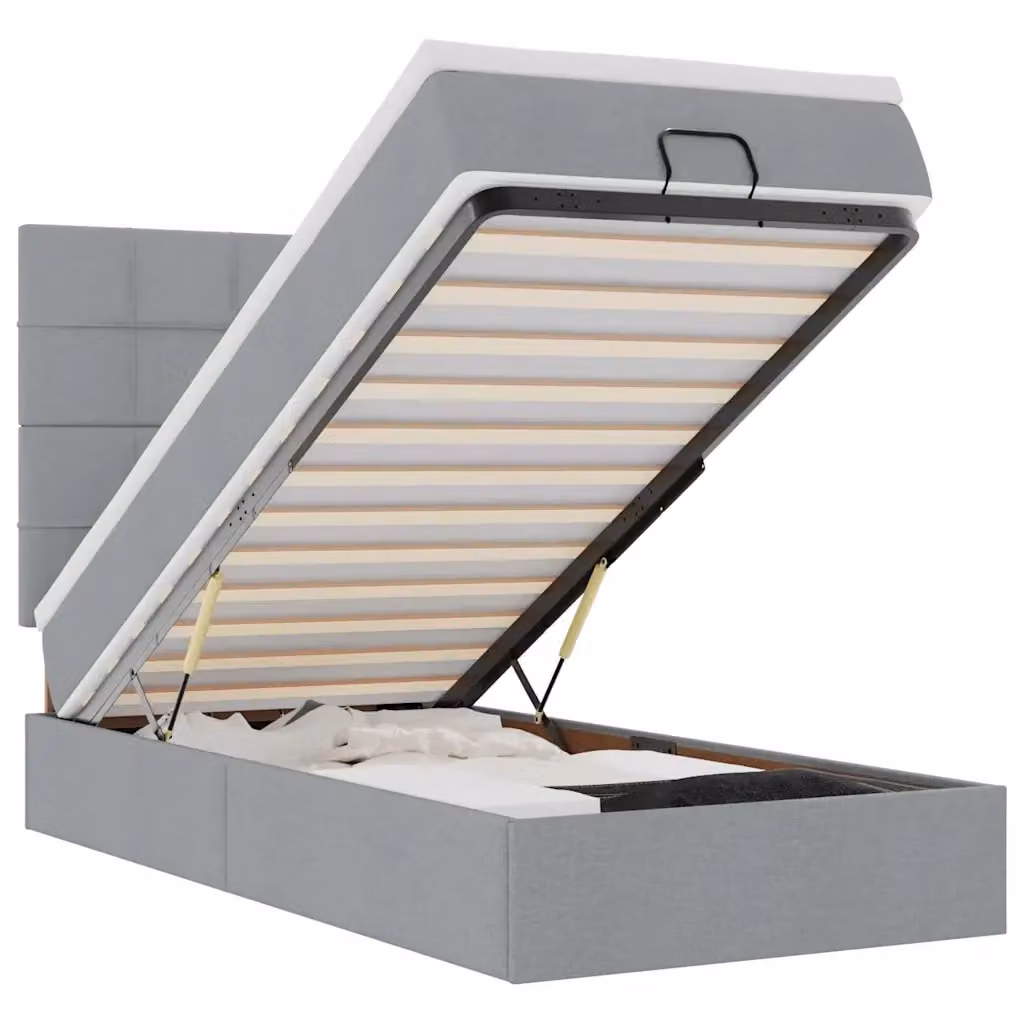 Pouf Letto con Materasso e LED vidaXL, Grigio e Bianco, con Porta USB e Illuminazione Sotto il Letto, L/P/H: 203 x 90 x 140 cm – 2
