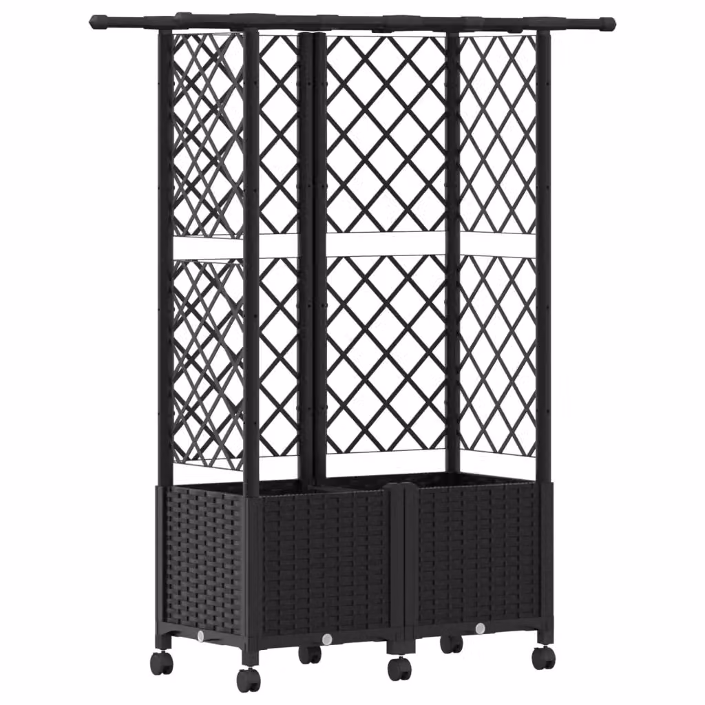 Letto rialzato con griglia e tetto vidaXL nero L: 124 cm, P: 40 cm, H: 142 cm – 2