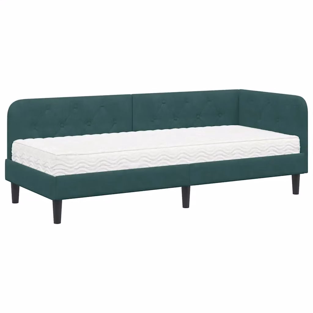 Cornice del letto ad angolo vidaXL in velluto verde, L 80 x P 200 cm – 2