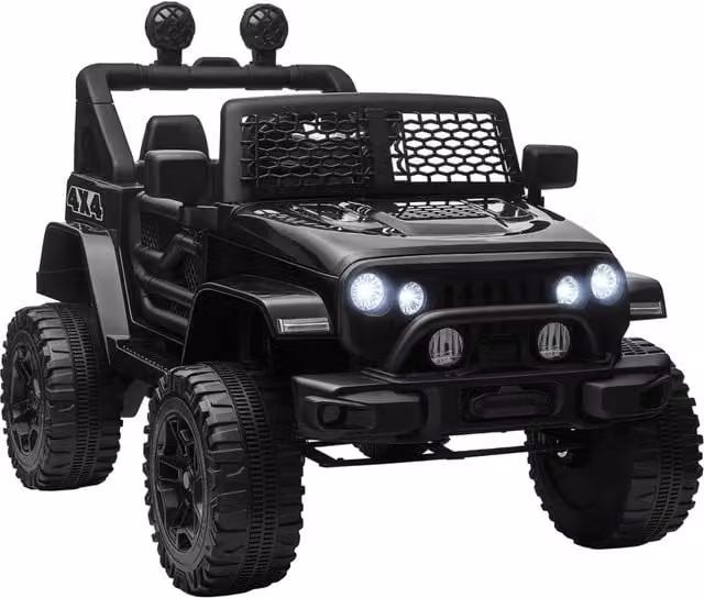Auto elettrica per bambini 4x4 100 x 64,2 x 71 cm telecomando parentale sospensioni robuste design moderno in PP nero 21_0000470