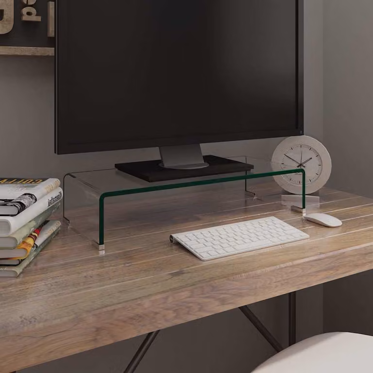 vidaXL Rialzo Porta TV Moderno in Vetro Trasparente L: 60 cm, P: 25 cm, H: 11 cm
