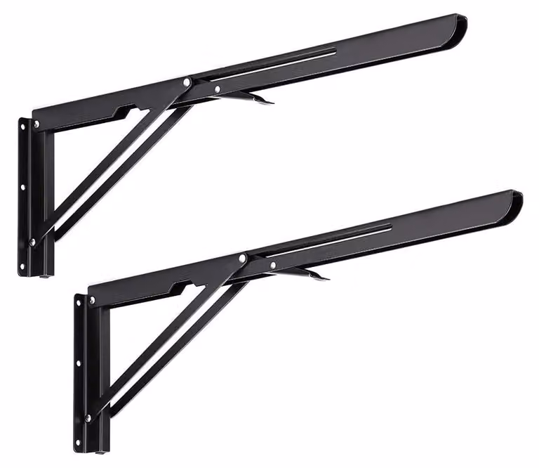 2 scaffali pieghevoli robusti da montare a parete, colore nero