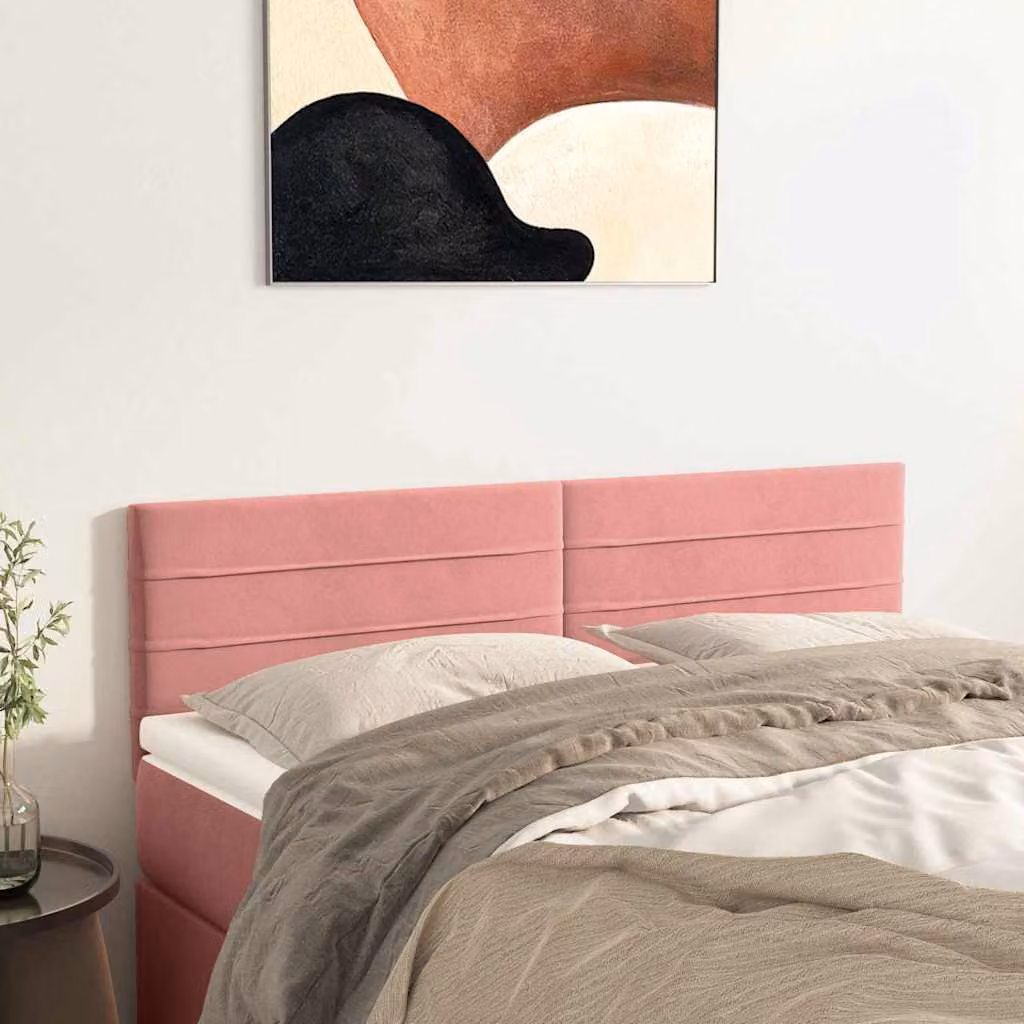 Testiera per letto vidaXL in velluto rosa con struttura imbottita L: 144 cm, P: 5 cm, H: 78-88 cm