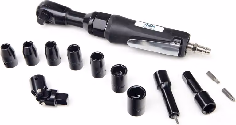 Set di cricchetti pneumatici con bussole 1/2'', 17 pezzi, 9 - 19 mm, HBM Machines