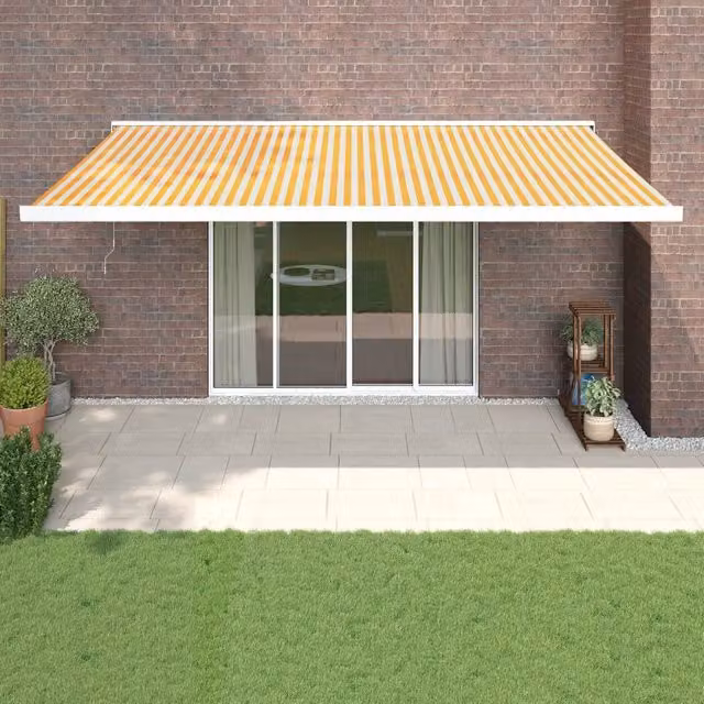 Tenda da sole retrattile Videx in alluminio e poliestere, colori giallo e bianco, L: 500 cm, P: 300 cm – 1