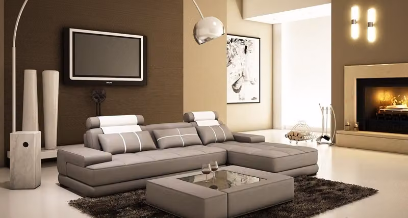 Ecksofa Polster Couch Sofa Wohnlandschaft Sitz Eck Garnitur Leder Paris