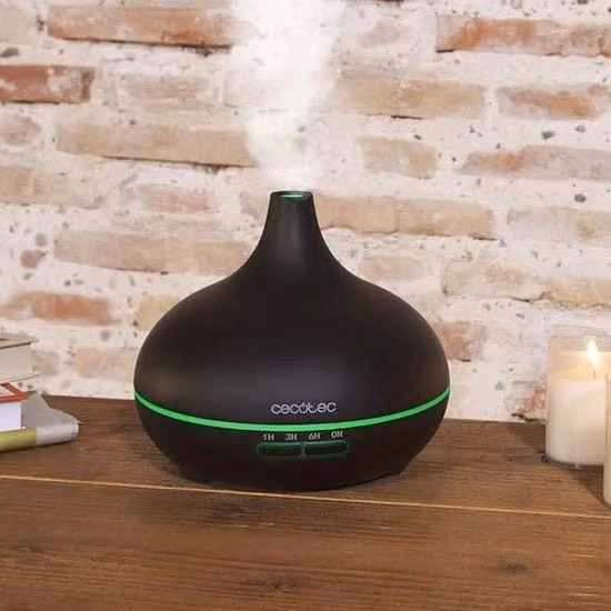 Diffusore di Aromi Ultrasonico Cecotec con Luce e Timer, Capacità 300 ml, Nero o Marrone