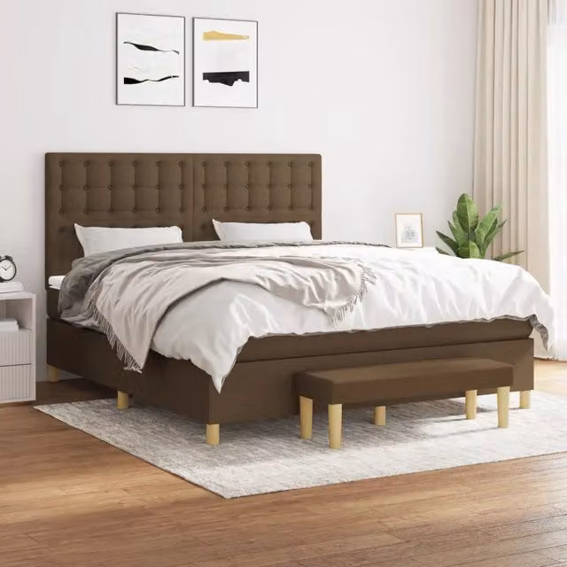 Letto Ibrido con Giroletto a Molle e Materasso vidaXL, Marrone e Bianco, L/P/H: 180 x 200 x 203 cm