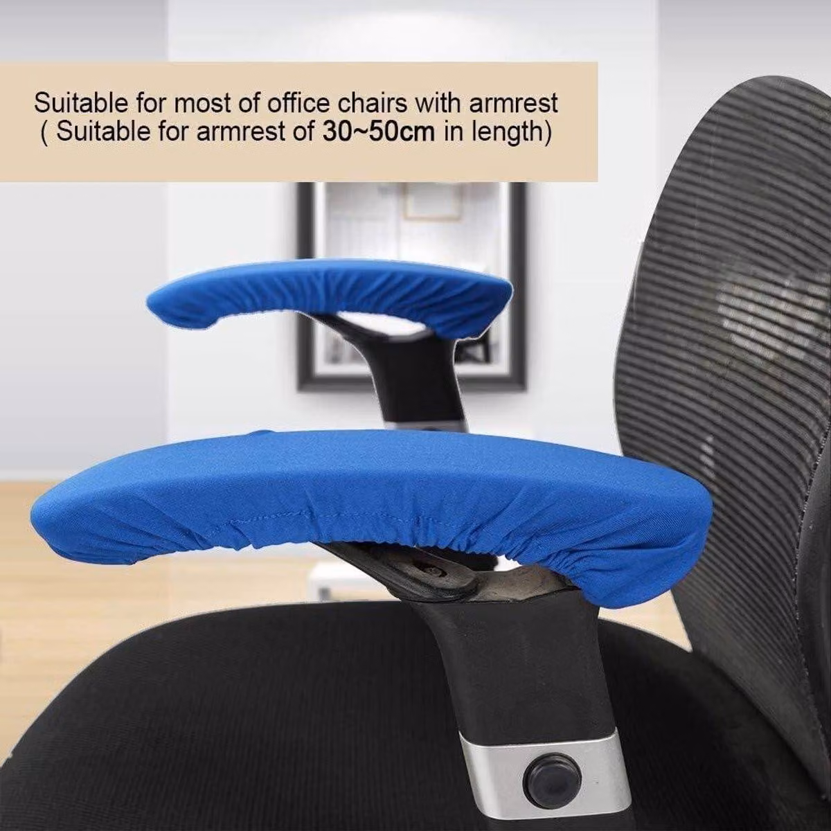 Braccioli elastici per sedia da ufficio - Stretch - Braccioli rimovibili per sedia da computer (blu), set da 2.