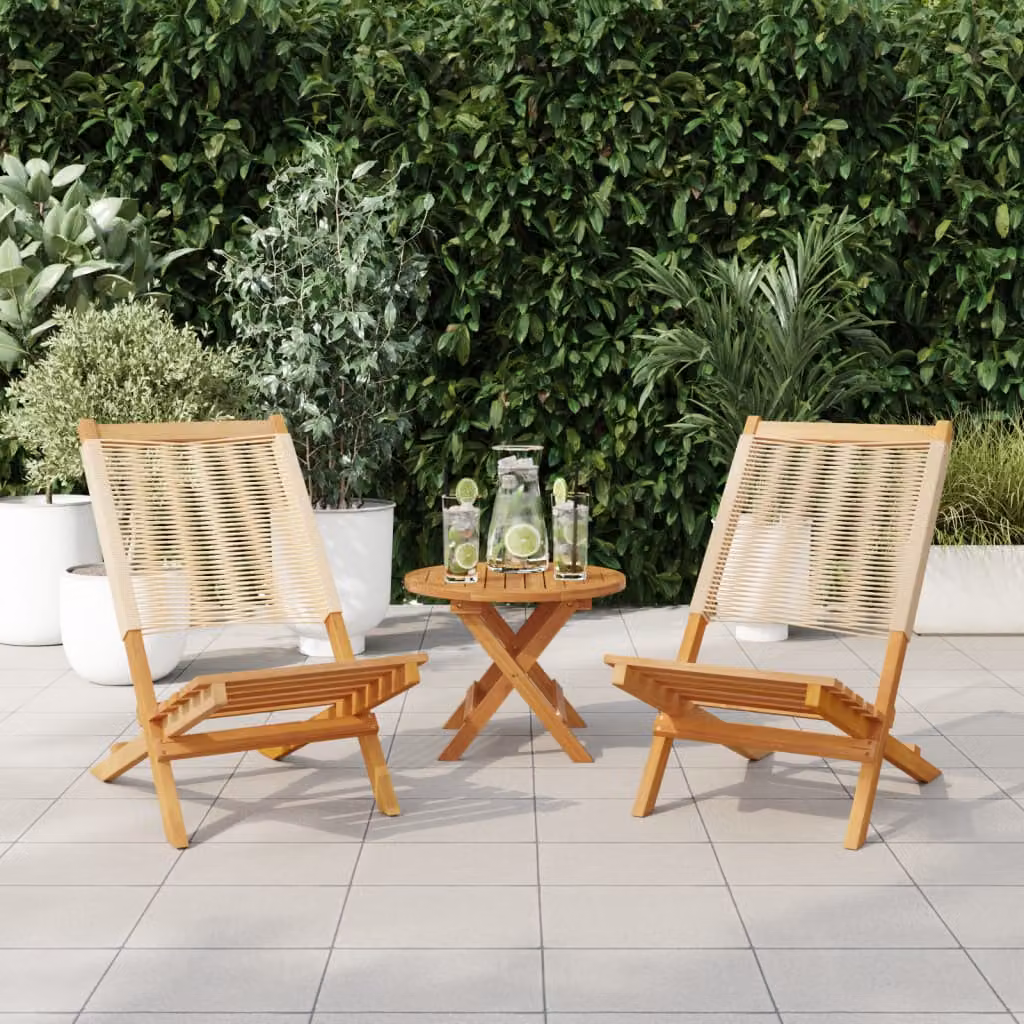 vidaXL Sedie Giardino 2 pz Beige Legno Massello Acacia e Polipropilene
