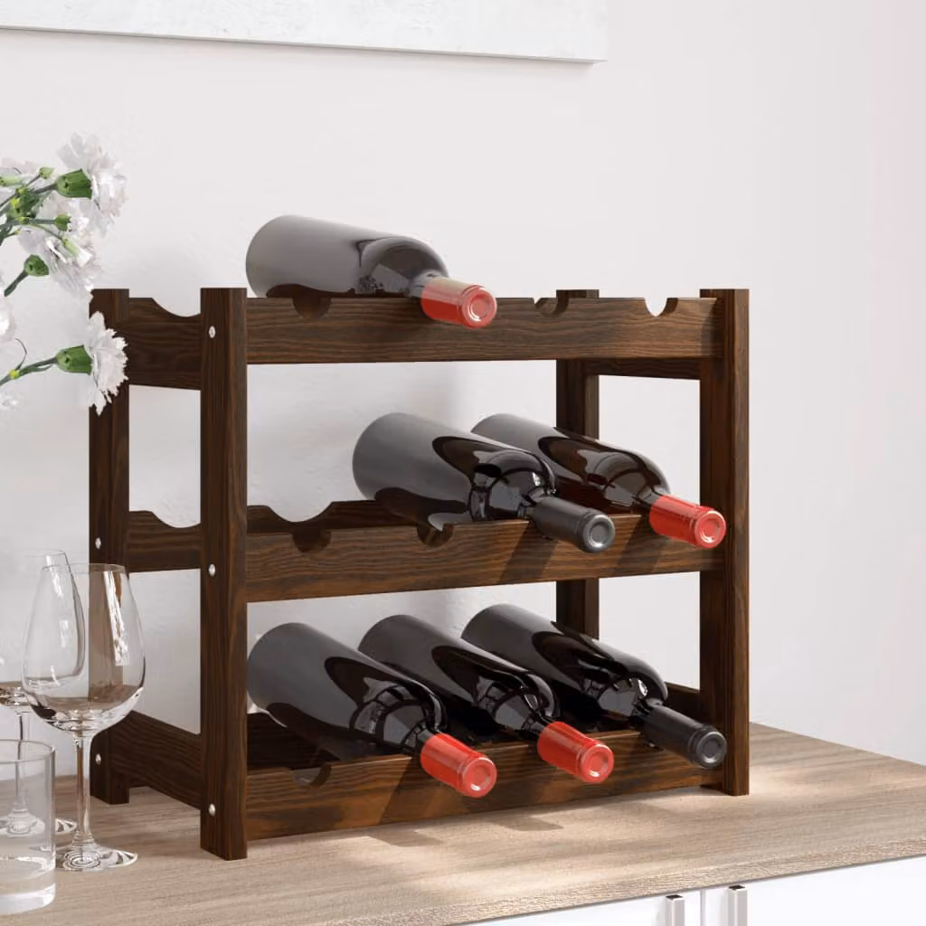 Portabottiglie vidaXL in legno massello di pino marrone per 12 bottiglie L/P/H: 43,0 x 38,0 x 25,0 cm