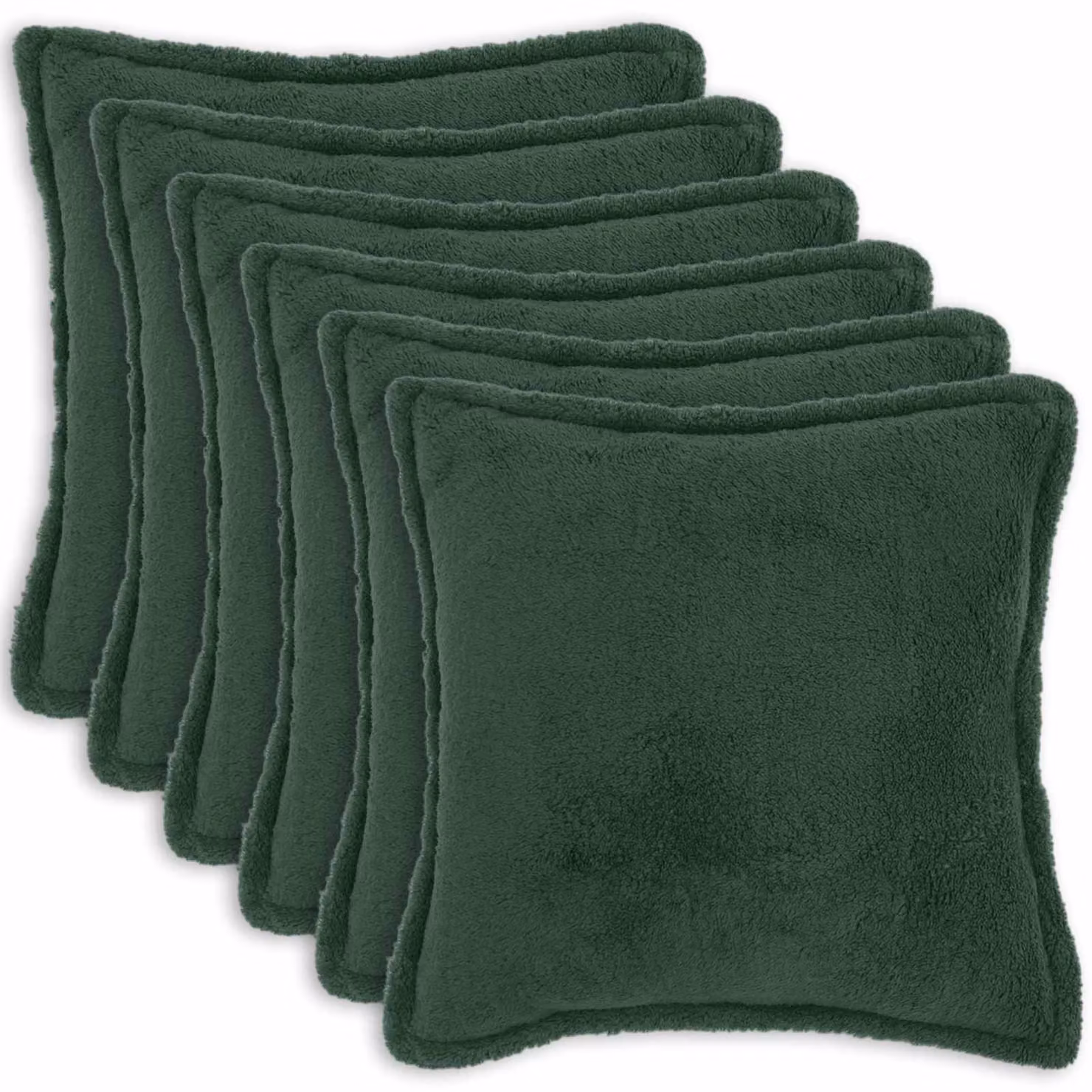 Set di 6 federe vidaXL HOUTEN in tessuto bouclé verde scuro, L 65 x P 65 cm