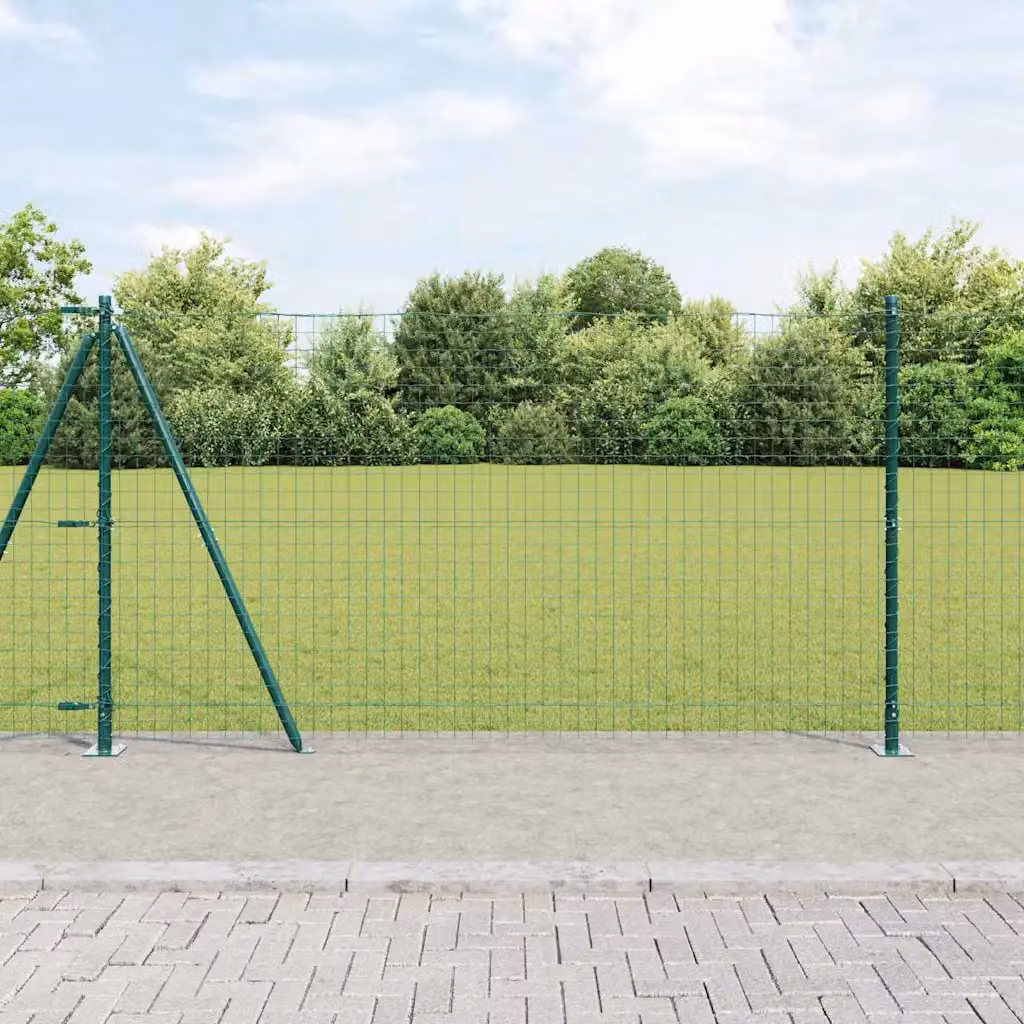 Set di 52 pali per recinzione vidaXL con base in cemento, colore verde e grigio, H x L x P: 150 x 3,2 x 3,2 cm – 1