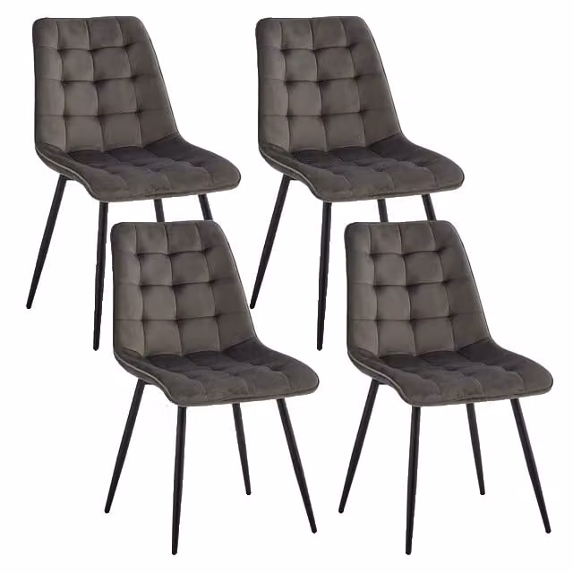 Sedie da sala da pranzo, tessuto in velluto, design moderno, grigio scuro