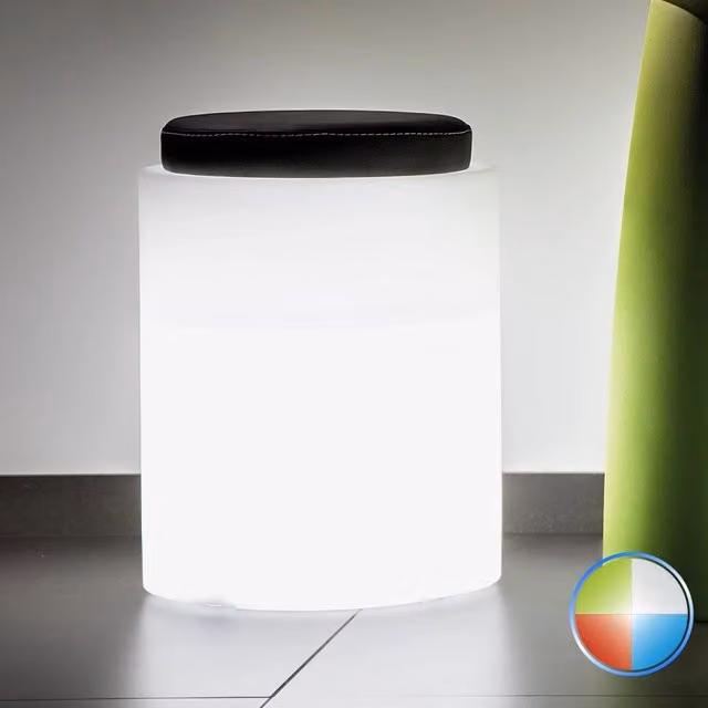 Pouf Round In Resina Tondo Ø 40 CM Led Multicolor Batteria