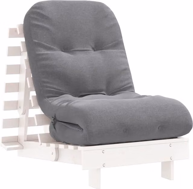 Divano letto | Sof¨¤ letto | Letto singolo Futon con Materasso Bianco 60x206x11cm Legno Pino